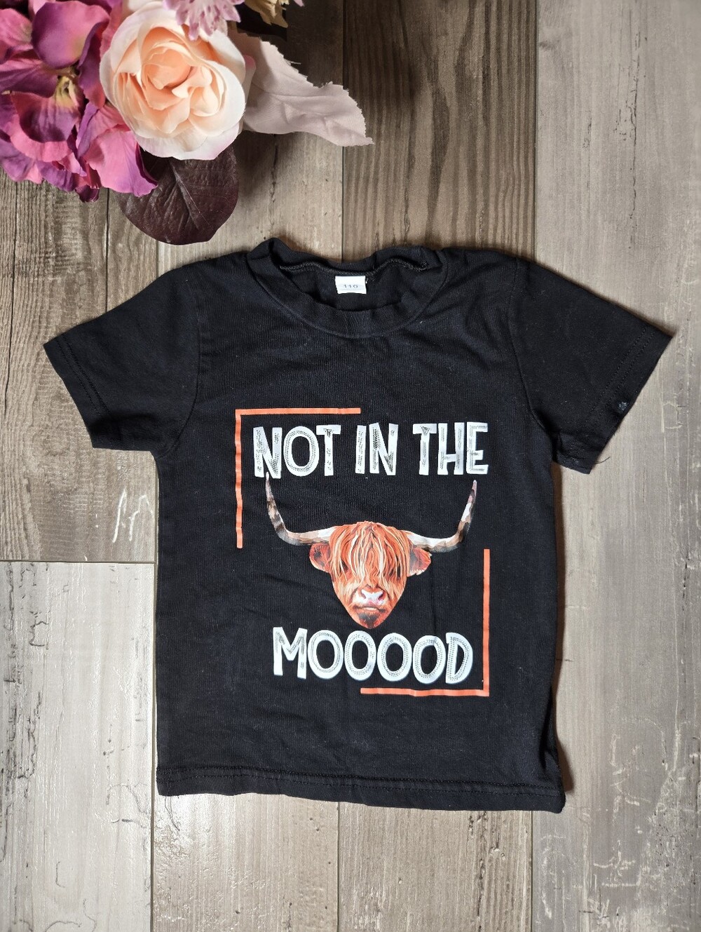 Kids Black ‘Not in the Mooood’ Graphic Tee Size 110